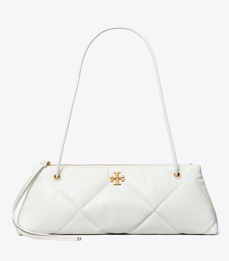 Tory Burch designer schultertaschen Kira Schultertasche im Querformat mit Rautensteppung in Blanc angle