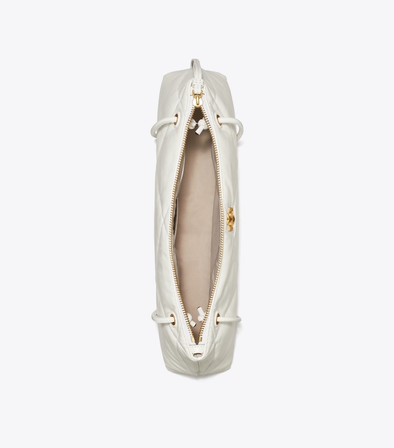 Tory Burch designer schultertaschen Kira Schultertasche im Querformat mit Rautensteppung in Blanc angle