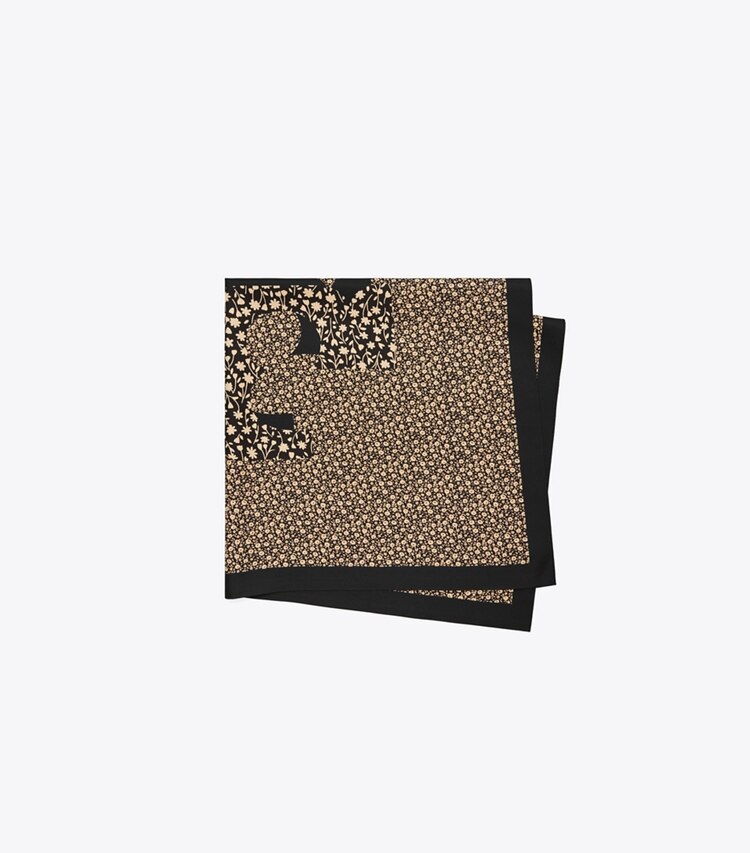 Tory Burch designer scarves Kira Silk Square Scarf in BLACK folded