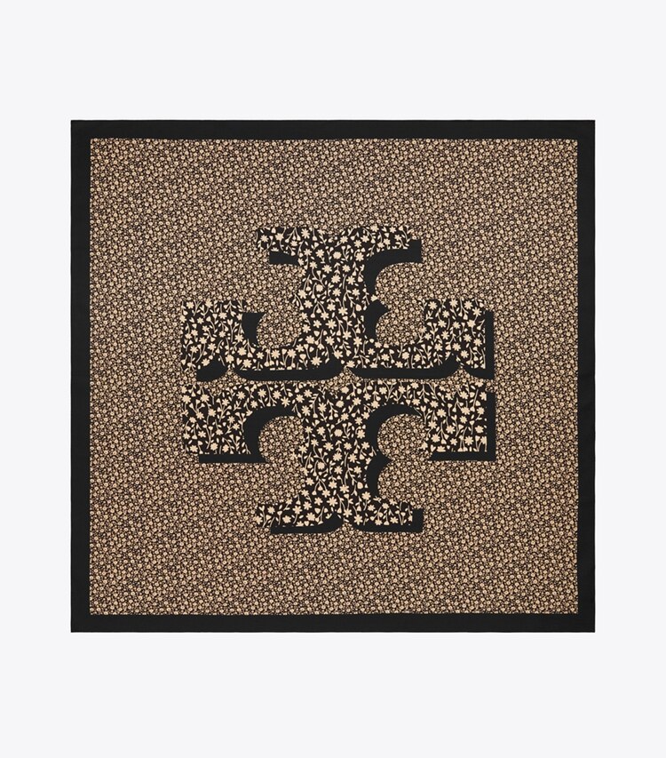 Tory Burch designer scarves Kira Silk Square Scarf in BLACK overhead