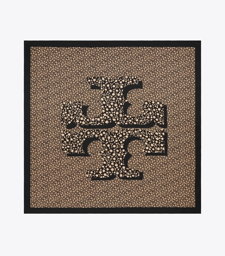 Tory Burch designer scarves Kira Silk Square Scarf in BLACK overhead