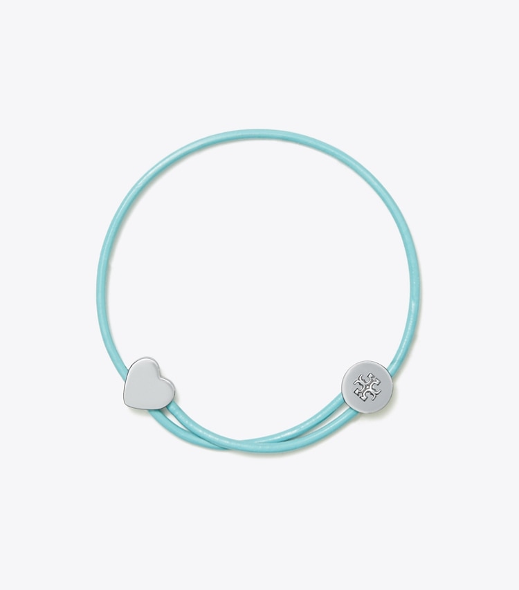 Tory Burch designer armbänder Kira Slider Bracelet in Tory Silver / Light Blue front