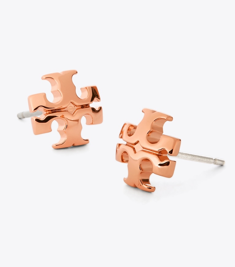 Auth NEW Stunning Tory Burch Kira Logo Stud Earrings ROSE GOLD w/Tag Dust  Bag | eBay