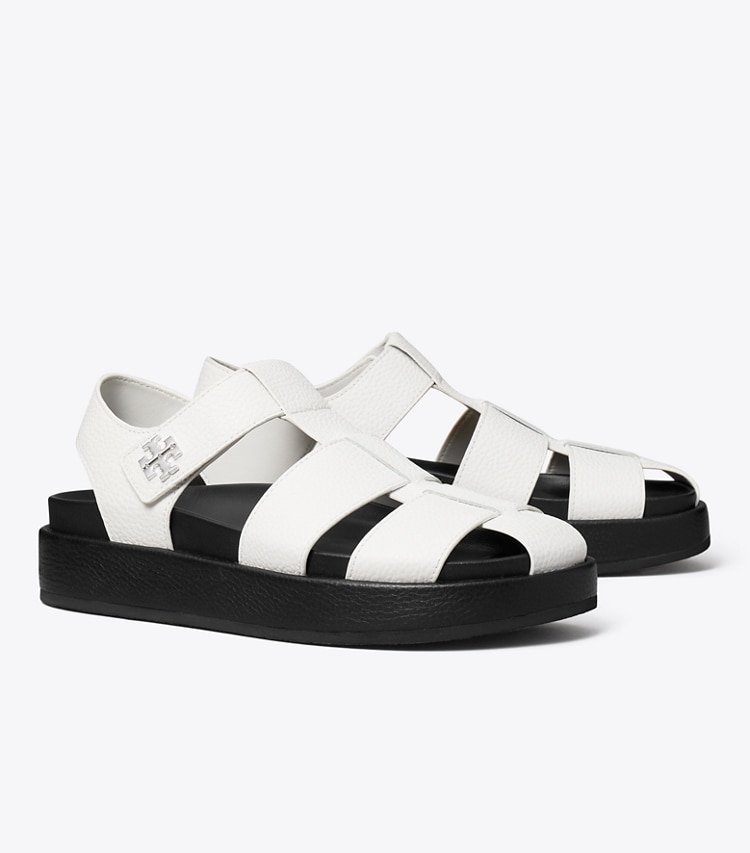 Tory Burch designer sandals Kira Sport Fisherman Sandal in WHITE angle