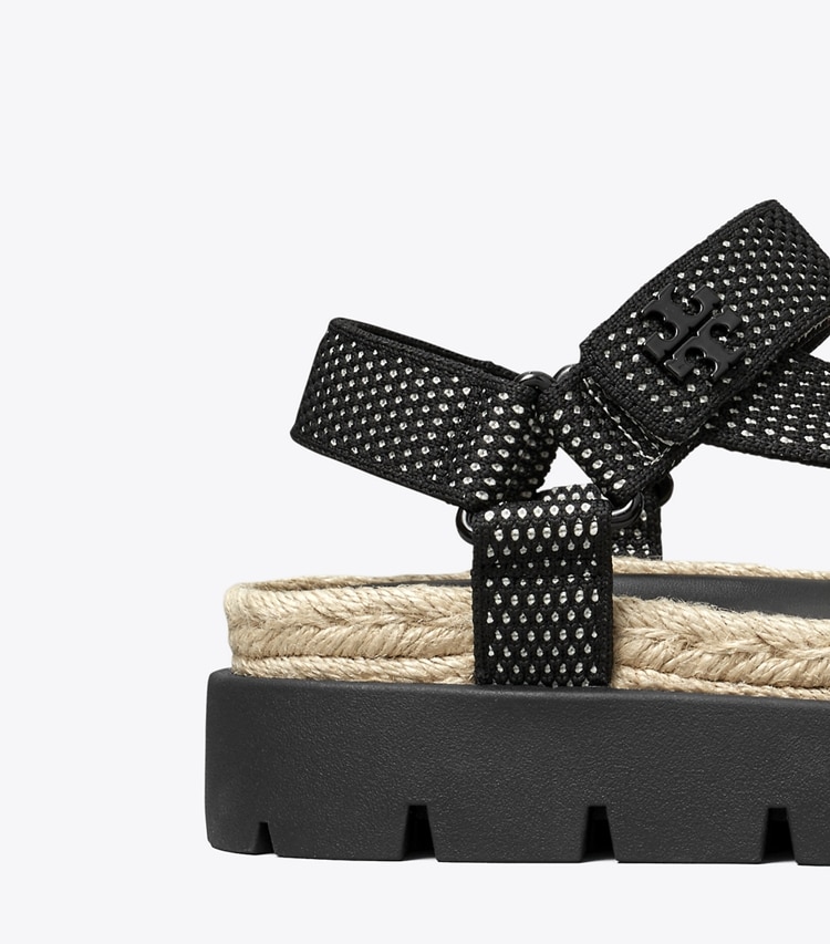 Tory Burch designer sandals Kira Sport Hiking Rope Sandal in PERFECT BLACK / NEW IVORY / PERFECT BLACK detail