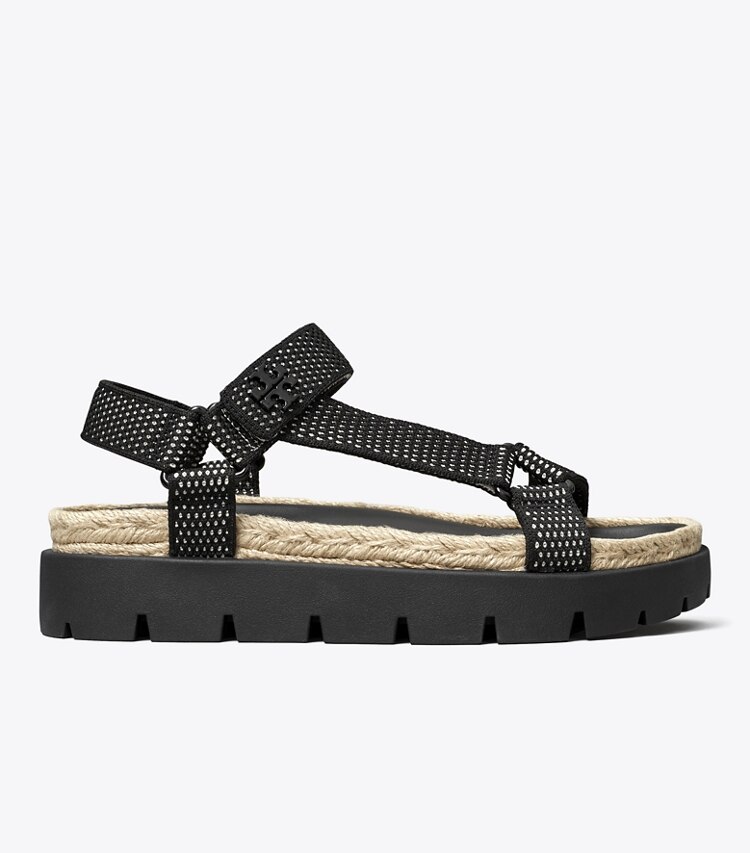Tory Burch designer sandals Kira Sport Hiking Rope Sandal in PERFECT BLACK / NEW IVORY / PERFECT BLACK side