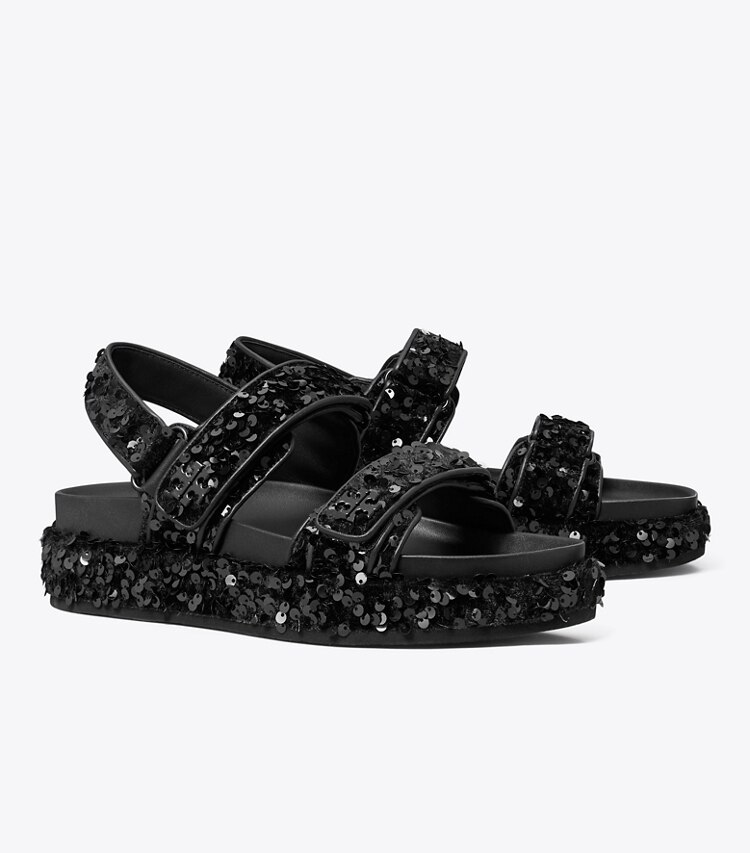Tory Burch designer sandals Kira Sport Sandal in BLACK angle