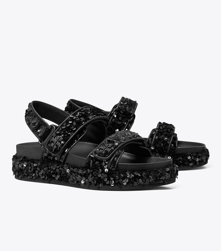 Tory Burch designer sandals Kira Sport Sandal in BLACK angle