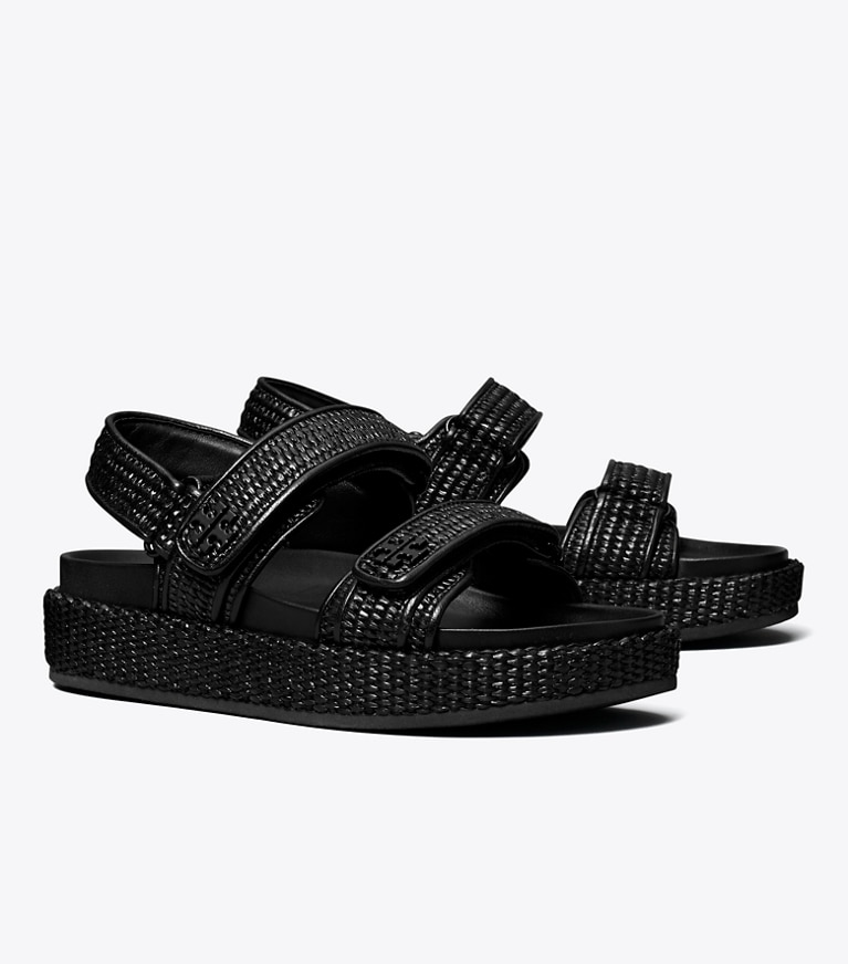 Tory Burch designer sandals Kira Sport Sandal in BLACK angle