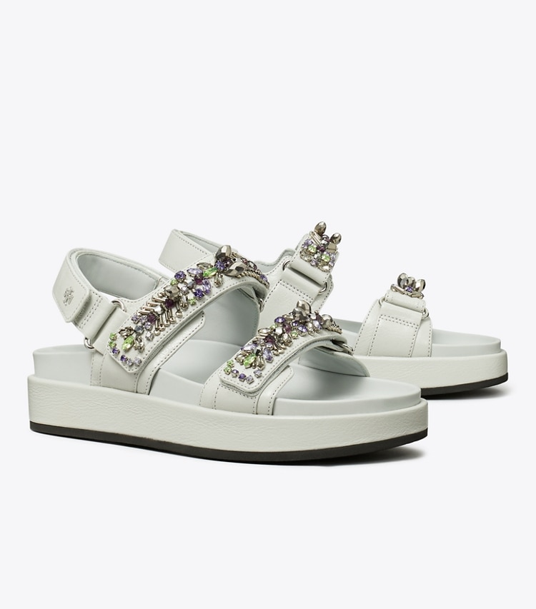 Tory Burch designer サンダル キラ スポーツ サンダル in FEATHER GRAY angle