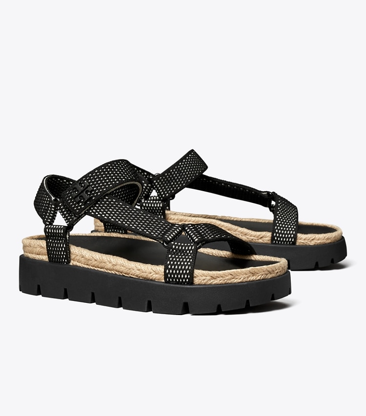 Tory Burch designer sandals Kira Sport Sandal in PERFECT BLACK / NEW IVORY / PERFECT BLACK angle