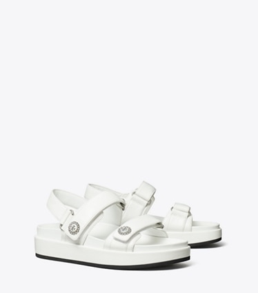 Tory Burch designer sandals Kira Sport Sandal in CLOUD / SILVER angle