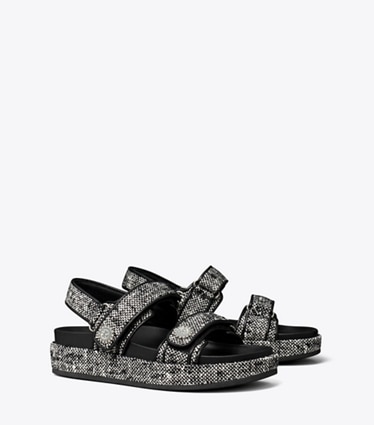 Tory Burch designer サンダル キラ スポーツ サンダル in PERFECT BLACK / NEW IVORY angle