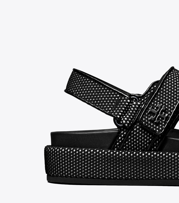 Tory Burch designer sandals Kira Sport Sandal in PERFECT BLACK / NEW IVORY detail