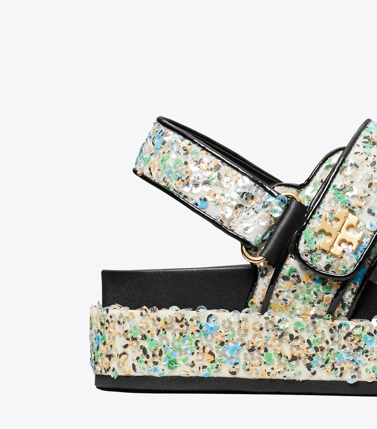 Tory Burch designer sandals Kira Sport Sandal in MULTI SEQUINS detail