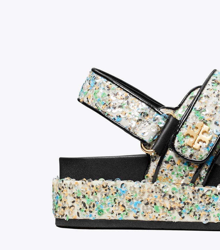 Tory Burch designer sandals Kira Sport Sandal in MULTI SEQUINS angle