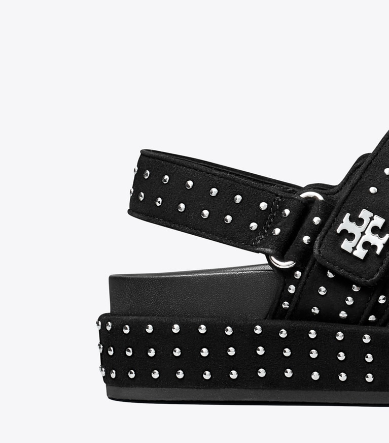 Tory Burch designer sandals Kira Sport Sandal in PERFECT BLACK / SILVER angle