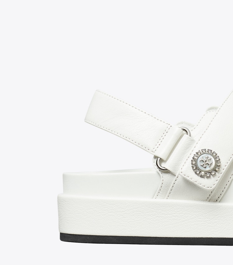 Tory Burch designer sandals Kira Sport Sandal in CLOUD / SILVER detail