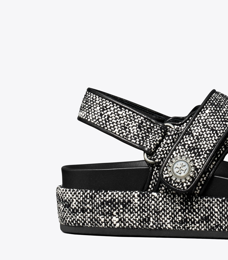 Tory Burch designer サンダル キラ スポーツ サンダル in PERFECT BLACK / NEW IVORY angle