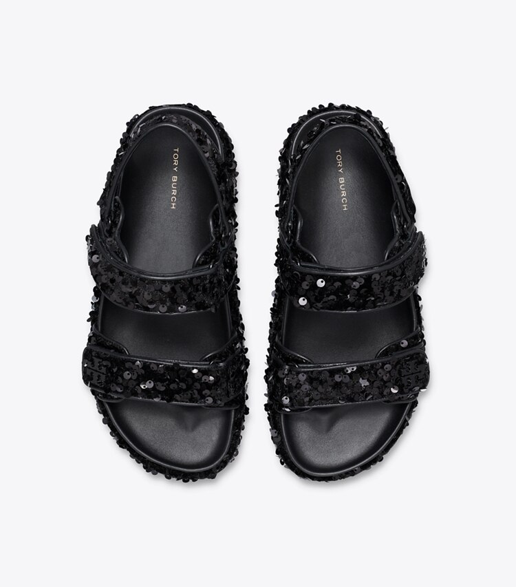 Tory Burch designer sandals Kira Sport Sandal in BLACK overhead