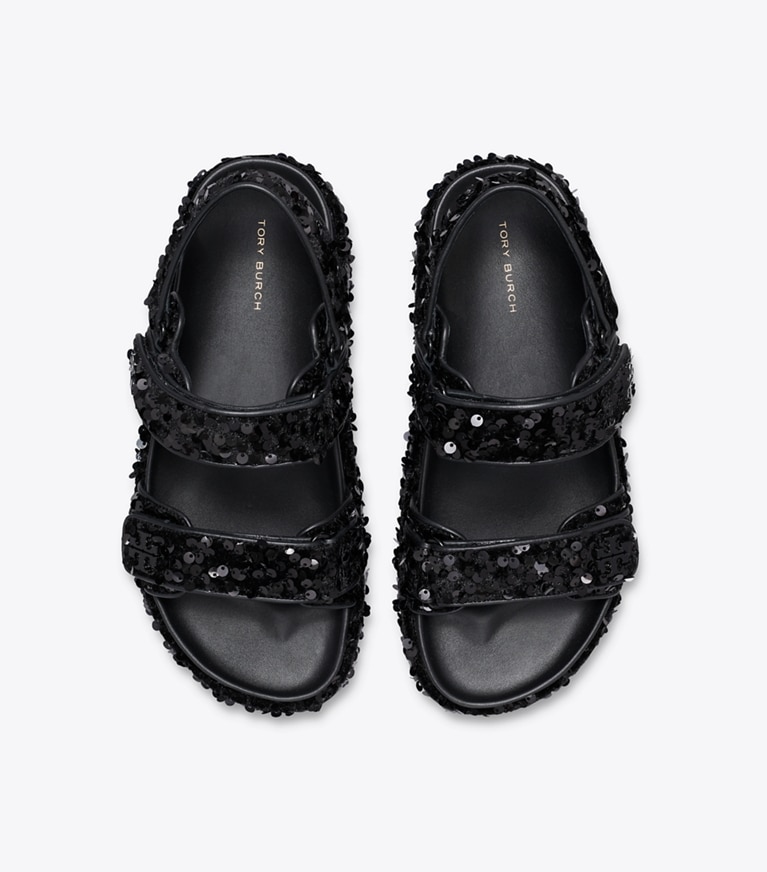 Tory Burch designer sandals Kira Sport Sandal in BLACK angle