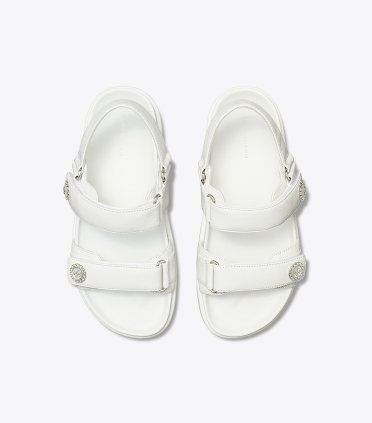 Tory Burch designer sandals Kira Sport Sandal in CLOUD / SILVER overhead