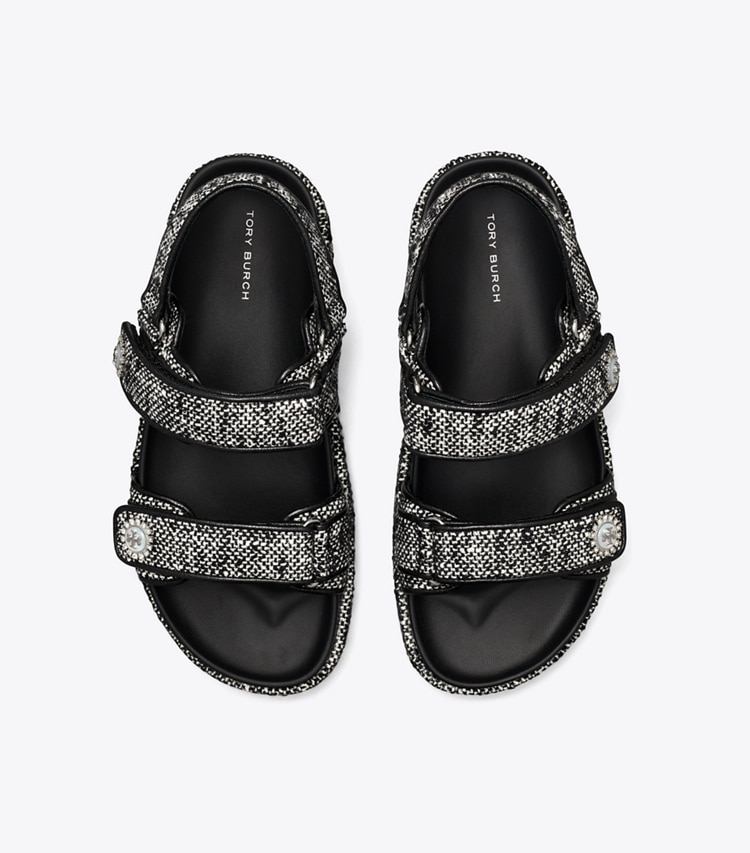 Tory Burch designer サンダル キラ スポーツ サンダル in PERFECT BLACK / NEW IVORY オーバーヘッド