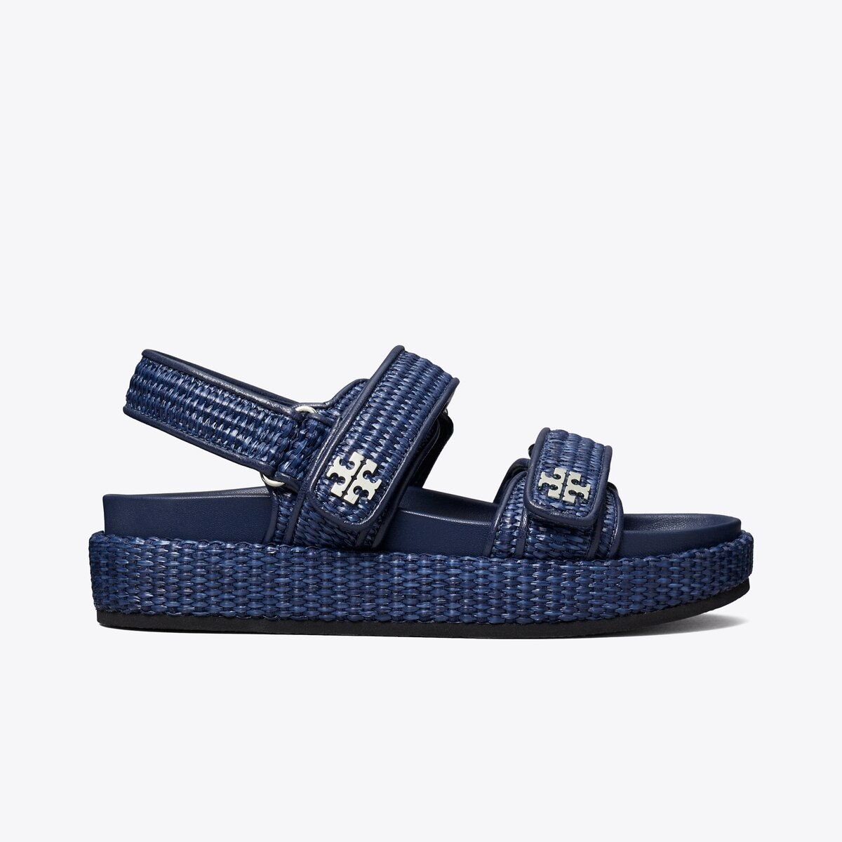 サンダル・ミュール TORY BURCH Black Raffia Kira Sandals kira-sport-sandal-side.