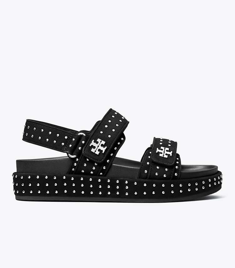 Tory Burch designer sandals Kira Sport Sandal in PERFECT BLACK / SILVER side