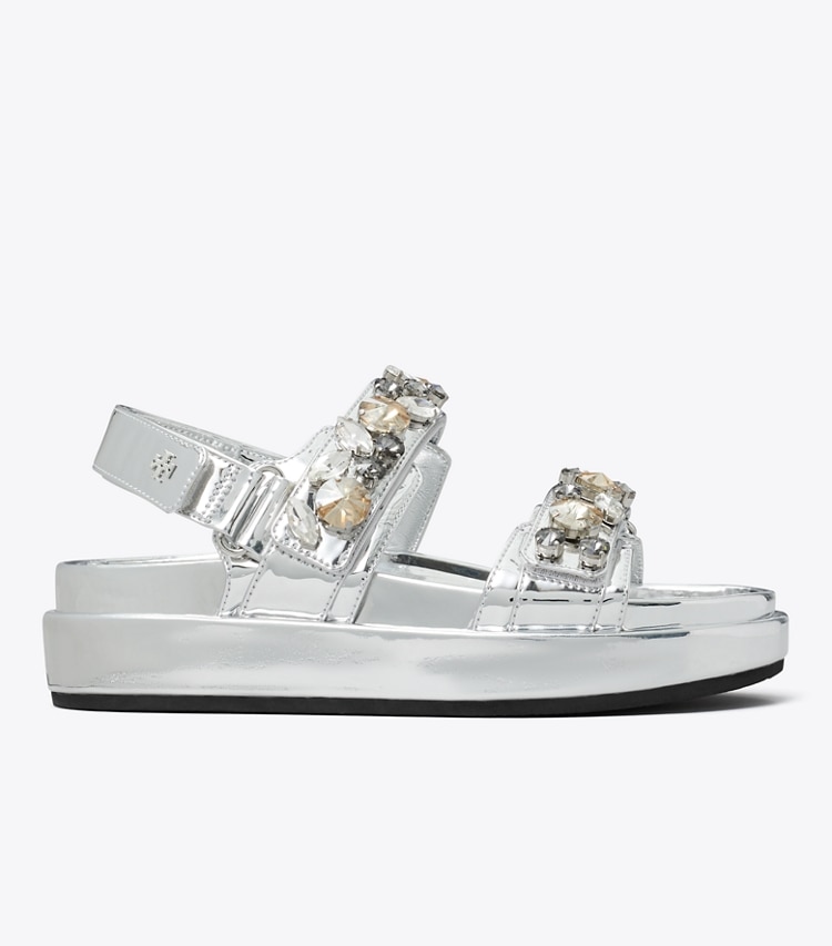 Tory Burch designer sandals Kira Sport Sandal in ARGENTO side