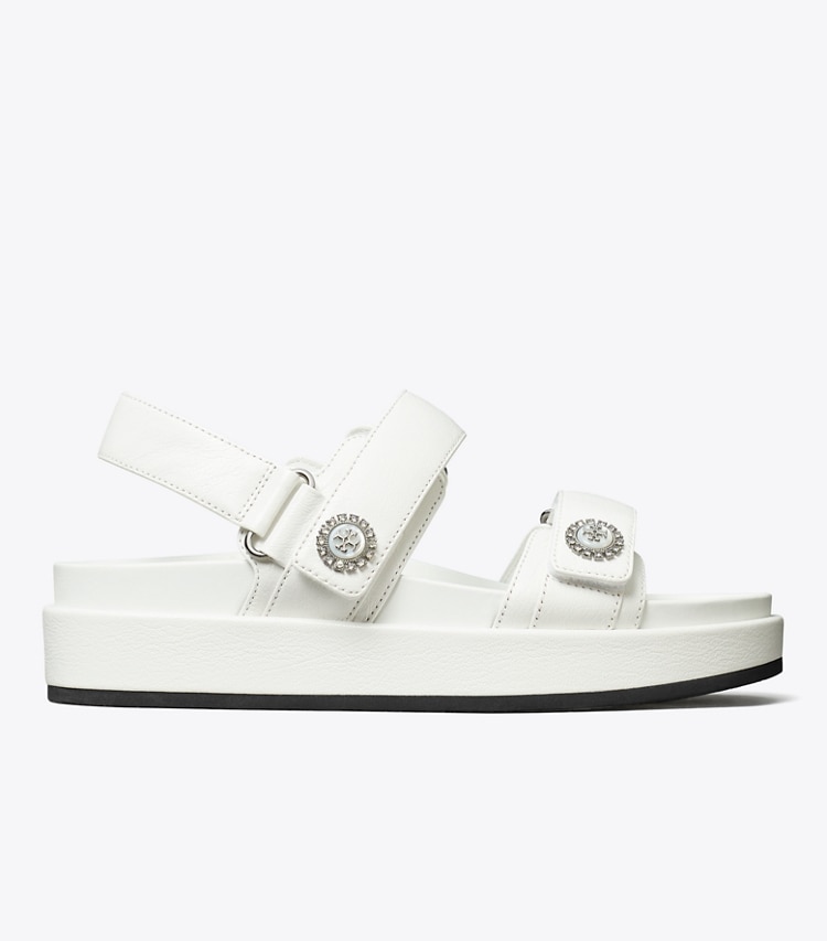 Tory Burch designer sandals Kira Sport Sandal in CLOUD / SILVER side