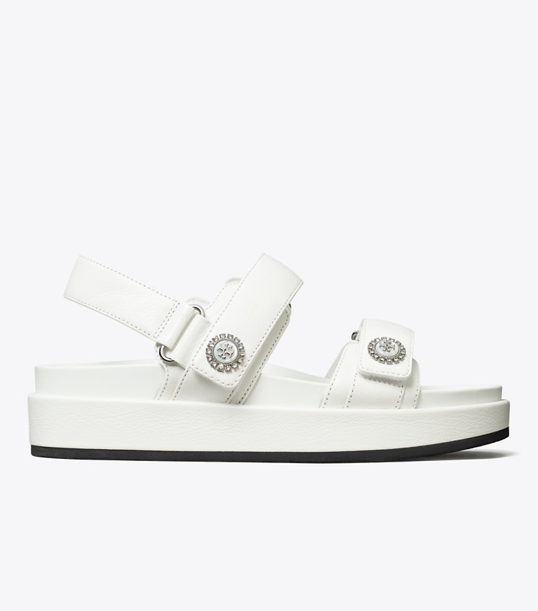 Tory Burch designer sandals Kira Sport Sandal in CLOUD / SILVER side