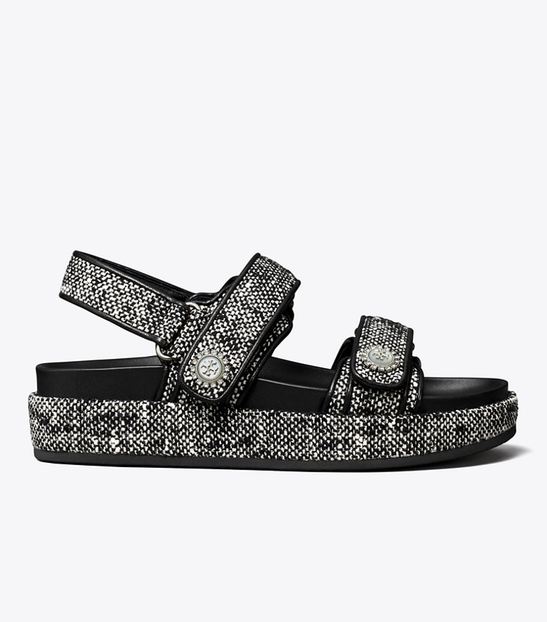Tory Burch designer サンダル キラ スポーツ サンダル in PERFECT BLACK / NEW IVORY angle
