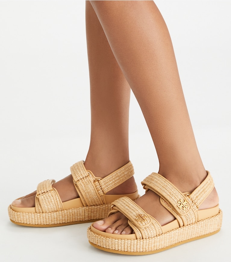 Tory Burch designer sandalen Kira Sport Sandale in HAVANA SAND angle