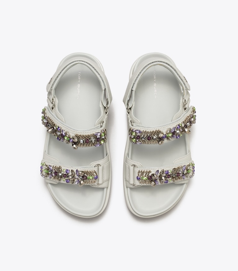 Tory Burch designer sandalen Kira Sport Sandale in FEATHER GRAY angle