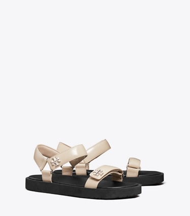 Tory Burch designer サンダル キラ スポーツ スリム サンダル in STONE GRAY / BLACK / SILVER angle