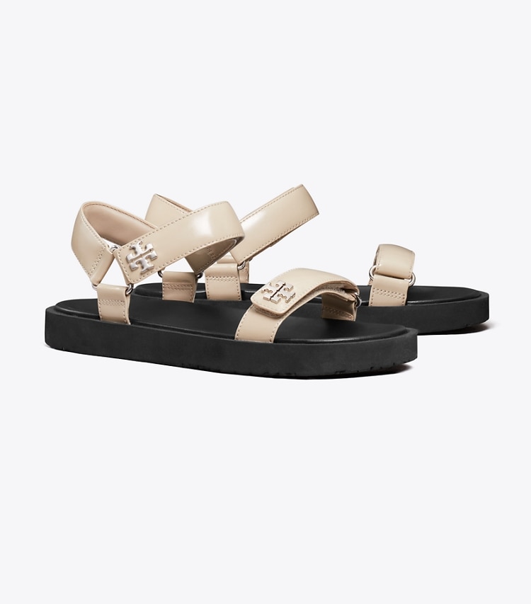 Tory Burch designer サンダル キラ スポーツ スリム サンダル in STONE GRAY / BLACK / SILVER angle
