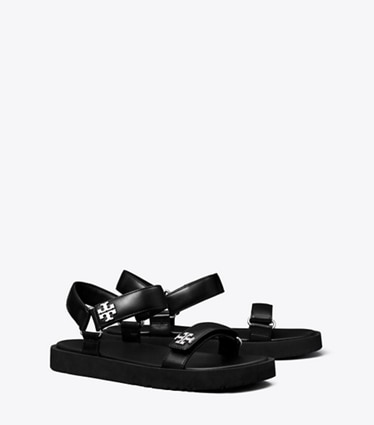 Tory Burch designer サンダル キラ スポーツ スリム サンダル in PERFECT BLACK / PERFECT BLACK angle