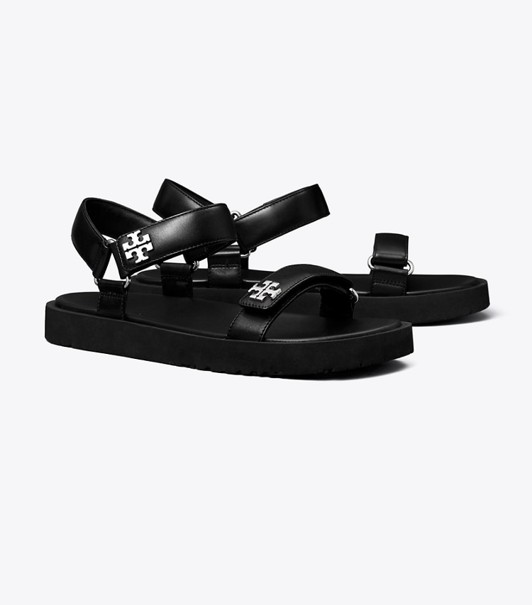 Tory Burch designer sandals Kira Sport Slim Sandal in PERFECT BLACK / PERFECT BLACK angle