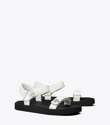 Tory Burch designer サンダル キラ スポーツ スリム サンダル in WHITE / PERFECT BLACK / SILVER angle