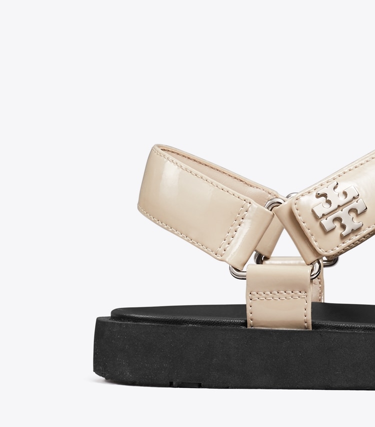 Tory Burch designer サンダル キラ スポーツ スリム サンダル in STONE GRAY / BLACK / SILVER ディテール