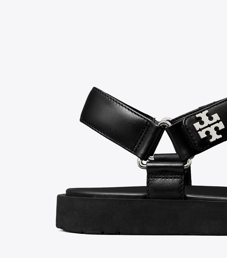 Tory Burch designer sandals Kira Sport Slim Sandal in PERFECT BLACK / PERFECT BLACK detail