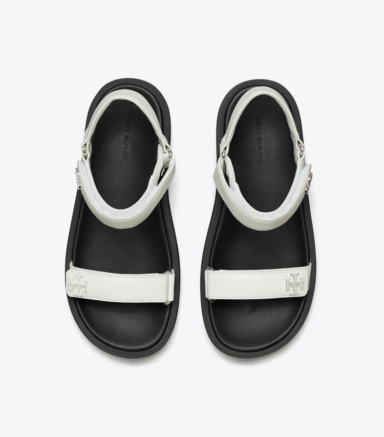 Tory Burch designer sandals Kira Sport Slim Sandal in WHITE / PERFECT BLACK / SILVER overhead
