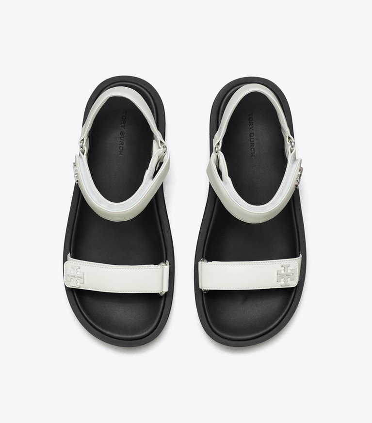 Tory Burch designer sandals Kira Sport Slim Sandal in WHITE / PERFECT BLACK / SILVER overhead
