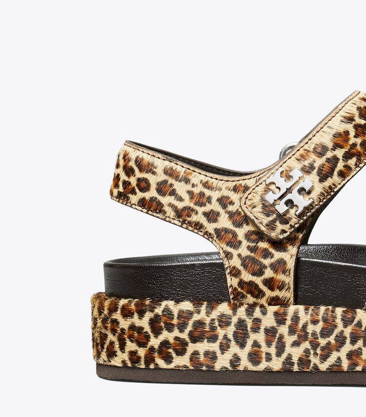 Tory Burch designer sandals Kira Sport Triple-Strap Sandal in LEOPARD MULTI / SILVER detail