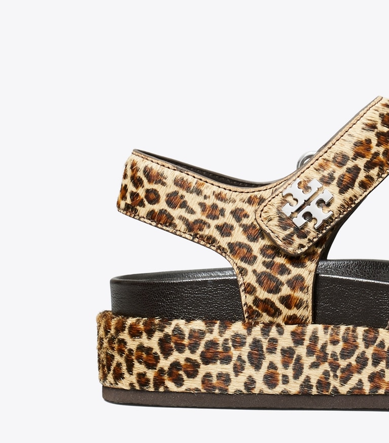 Tory Burch designer sandals Kira Sport Triple-Strap Sandal in LEOPARD MULTI / SILVER angle