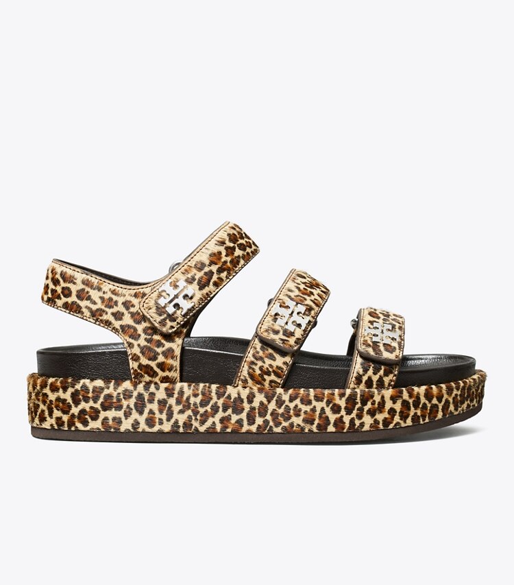 Tory Burch designer sandals Kira Sport Triple-Strap Sandal in LEOPARD MULTI / SILVER side