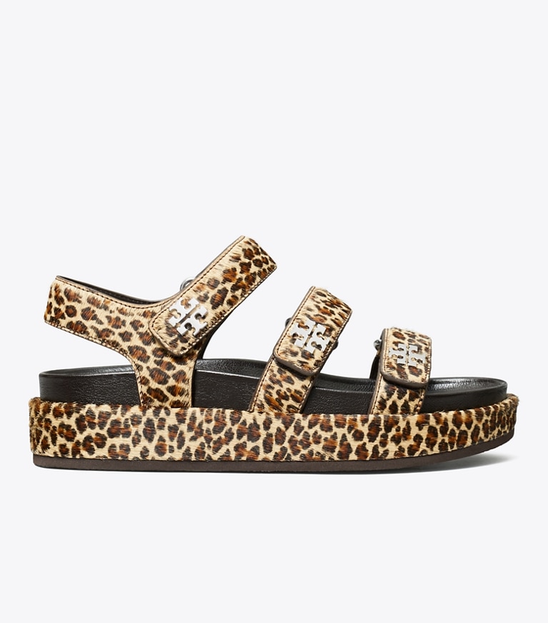 Tory Burch designer sandals Kira Sport Triple-Strap Sandal in LEOPARD MULTI / SILVER angle