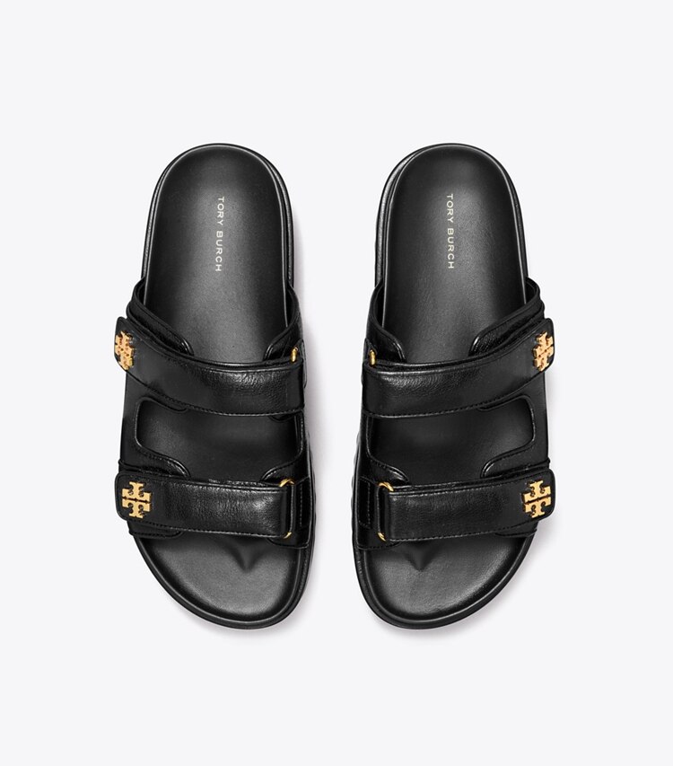 Tory Burch designer sandalen Kira Sportslide in PERFECT BLACK / GOLD von oben