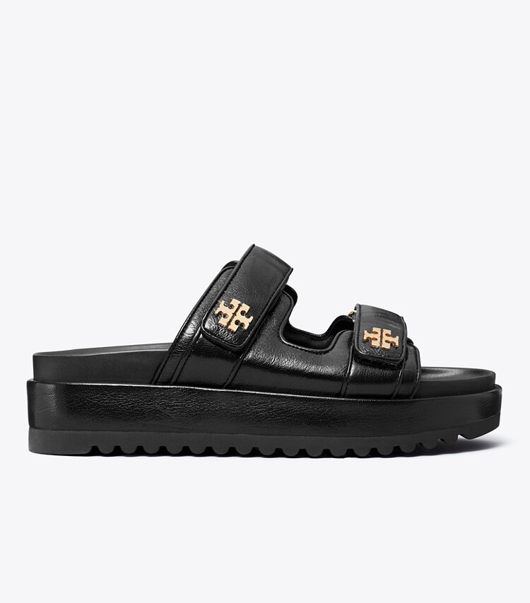 Tory Burch designer sandalen Kira Sportslide in PERFECT BLACK / GOLD side